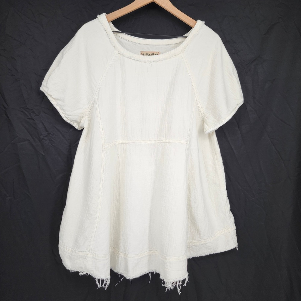 We The Free Womens White Sunset City Top Size XL Boho Indie Peasant Coastal